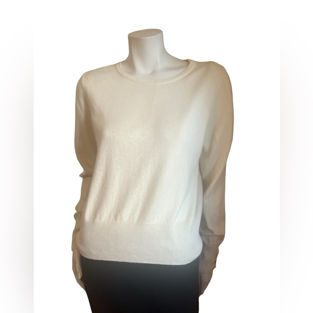 Pure Collection Cream  50% Cotton 45%Wool 5%Cashmere  Crew NeckSweater SZ 12